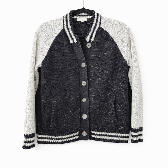 Garage Sweaters - Garage Black & Cream Varsity Cardigan – Size M